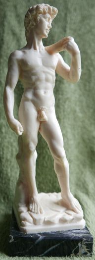 Vintage Sculpture of Statue of David in Resin by A. Santini Italy Male Nude Vintage  Italy 1960