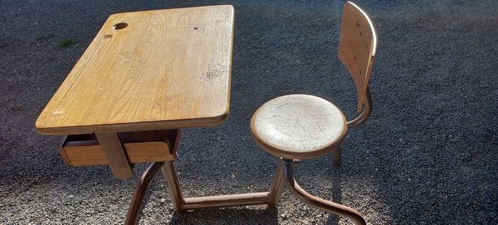 vintage French kids study art school table in very original condition very well built and sturdy