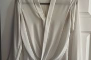 V-neck white blouse
