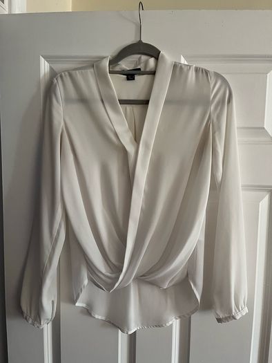 V-neck white blouse
