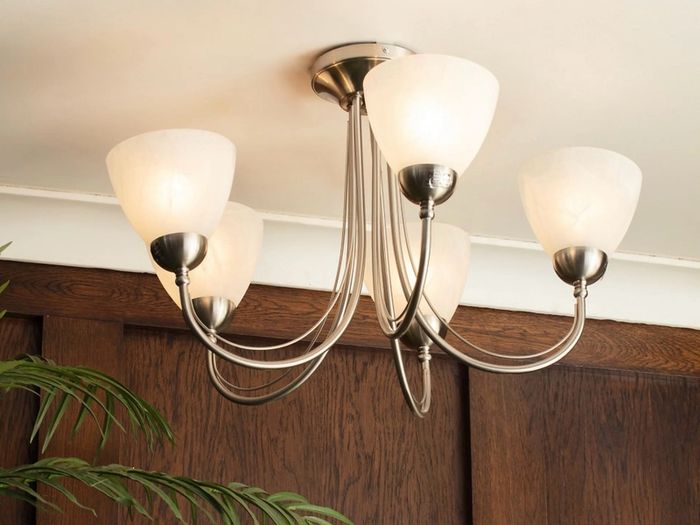 Litecraft Barcelona Satin Nickel 5 Arm Ceiling Light