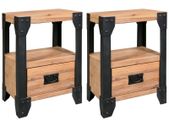 Nightstands 2 pcs Solid Acacia Wood Steel 40x30x54 cm