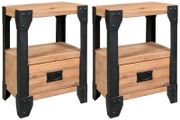 Nightstands 2 pcs Solid Acacia Wood Steel 40x30x54 cm