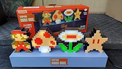 Super Mario Bros Icons Light - Officially Licensed Nintendo Sound Reactive Mode, Decorative Light Up Super Mario Figure Bedroom Accessories and Gaming Room Decor