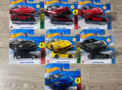 7 X Ferrari mainline Hot Wheels