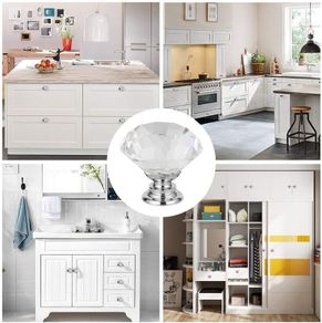 BNIB 4 Pack 30mm Crystal Glass Cabinet Door Knobs Cupboard