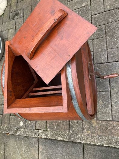 antique butter churn.
