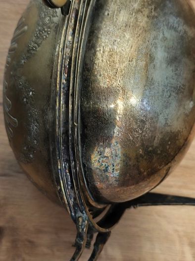 Revolving Warm Serving Plate Damaged Domed Chafing Dish Vintage Antique Claw Feet Damaged Missing one Leg Warmer Buffet