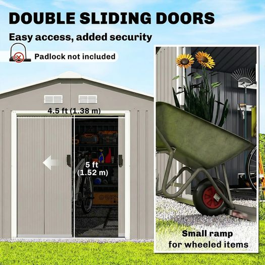 Large Metal Storage Shed Sliding Doors 13 x 11ft