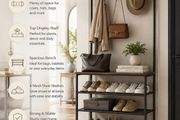 Industrial Coat Rack with Shoe Storage &amp; Bench | Hall Tree with 5 Shelves &amp; 10 Hooks