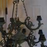 Vintage Chandelier 9 Bulbs Arms  Brass/Bronze  (green patina) H-26" x 23" Image 10