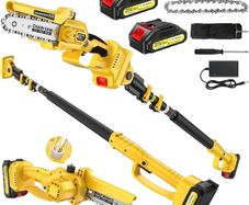 Chainsaw, 2.2 m Pole Saw 6 Inch, 2x 2000 mAh Battery Chainsaw, 1000W Brushless Mini Chain Saw Cordless with Oiler, 180 Adjustable Head for Tree Trimming, Branches, Garden, Gift for Men Fathers