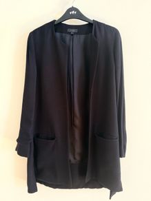 Cos black, collarless open-front longline  jacket / blazer