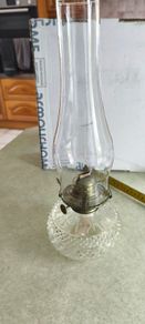 Vintage Lamplight Farms Glass Hurricane Oil Lamp Raised Dot Pattern Hobnail the glass base made in Astria.