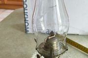Vintage Lamplight Farms Glass Hurricane Oil Lamp Raised Dot Pattern Hobnail the glass base made in Astria.