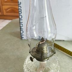 Vintage Lamplight Farms Glass Hurricane Oil Lamp Raised Dot Pattern Hobnail the glass base made in Astria.