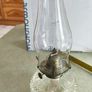 Vintage Lamplight Farms Glass Hurricane Oil Lamp Raised Dot Pattern Hobnail the glass base made in Astria. Image 6