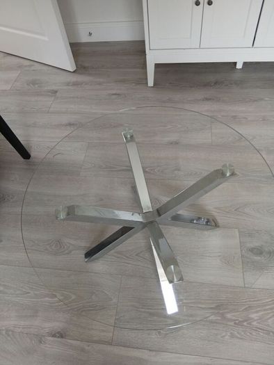Glass and chrome coffee table with lamp table