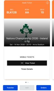 2x Ireland v Fiji Tickets