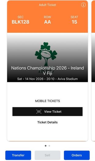 2x Ireland v Fiji Tickets
