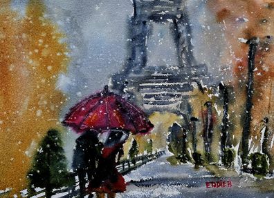 Paris     remember December watercolour