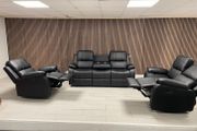 Holgate Manual Leather &amp; Fabric Recliner Sofa Sets