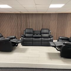 Holgate Manual Leather & Fabric Recliner Sofa Sets