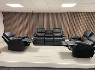 Holgate Manual Leather & Fabric Recliner Sofa Sets