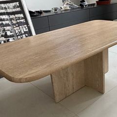 Vintage Solid Travertine Marble Coffee Table