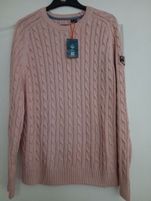 Superdry pink slouchy cable knit jumper