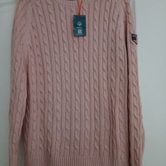 Superdry pink slouchy cable knit jumper