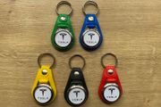 Brand new synthetic leather Tesla key ring with shopping trolley token/coin
