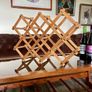 Vintage Wooden Accordion 8 Bottle Wine Rack Brass Rivets Countertop Wood Rustic Cottagecore Old Country Farmhouse Image 3
