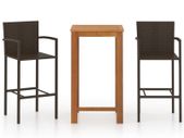 3 Piece Garden Bar Set Brown