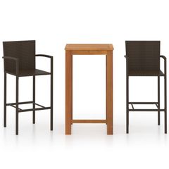 3 Piece Garden Bar Set Brown