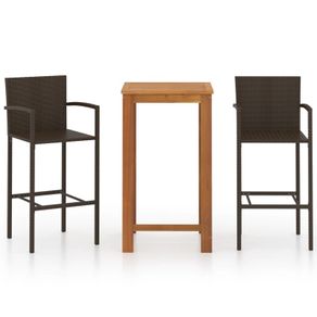 3 Piece Garden Bar Set Brown