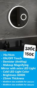 LED Bathroom Mirror 70x70cm