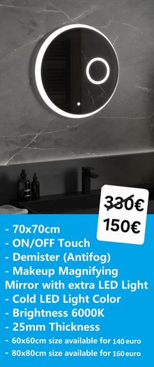 LED Bathroom Mirror 70x70cm