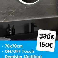 LED Bathroom Mirror 70x70cm