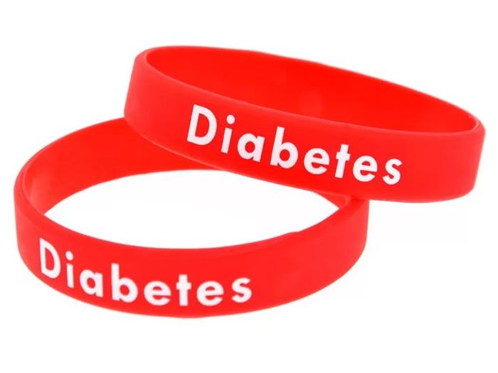 Free post! Medical silicone wristband for adult diabetes alert wristband