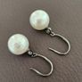 silver hook Salt water pearl drop earrings Image 2