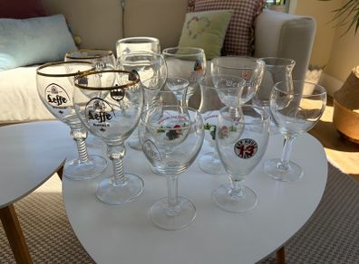 collection of beer glasses
