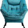 Armchair Velvet Comfy Chair for Living Room Bedroom Reading Chair Accent Chairs Relax Arm Chairs with Steel Frame, Lake Blue Image 7