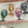 Vtg Set Of 4 ART DECOR Italian Colored Handblown W/24k Gold Rims Boxed. Image 7