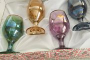 Vtg Set Of 4 ART DECOR Italian Colored Handblown W/24k Gold Rims Boxed.