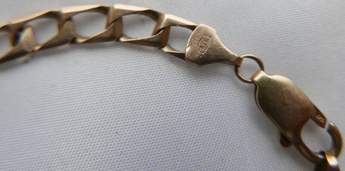 Vintage Solid Gold 9 Ct Gold 375  Men's Bracelet 8,5" -  9,97g