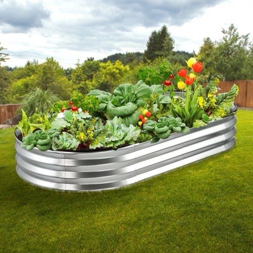 NEW SALE | Raised Garden Bed, 71.9 x 36.4 x 11 inch Galvanized Metal Planter Box, Outdoor Planting Boxes with Open Base, for Growing Flowers/Vegetables/Herbs in Backyard/Garden/Patio/Balcony, Silver
