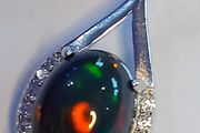Ethiopian Black Opal 1.65 ct, S925 Silver Pendant rhodium plated