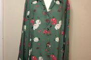 JD Williams green floral blouse (size 28)