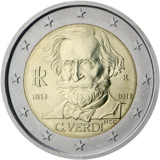 Italy 2 Euro Commemorative Coin 2013  - 200th Anniversary of the Birth of Giuseppe Verdi. Uncirculated.